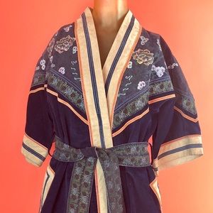Rare Vintage Suede Hand Painted Kimono Korea